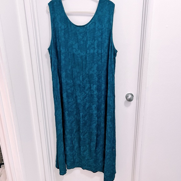 Vintage Plus Size "More Jazz" Teal Rayon Boho Sundress - Picture 2 of 7